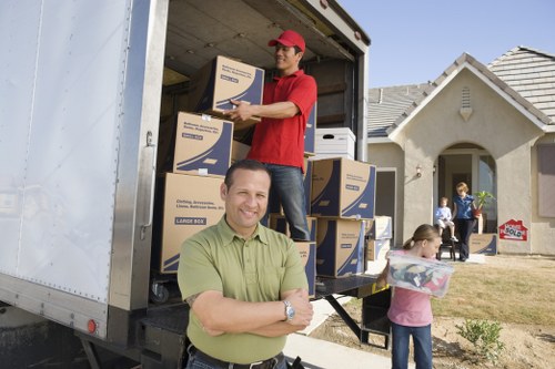 Packing and loading items into a removal van in South London