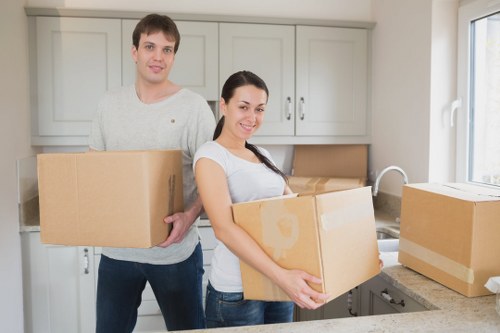Commercial moving team handling office relocation logistics